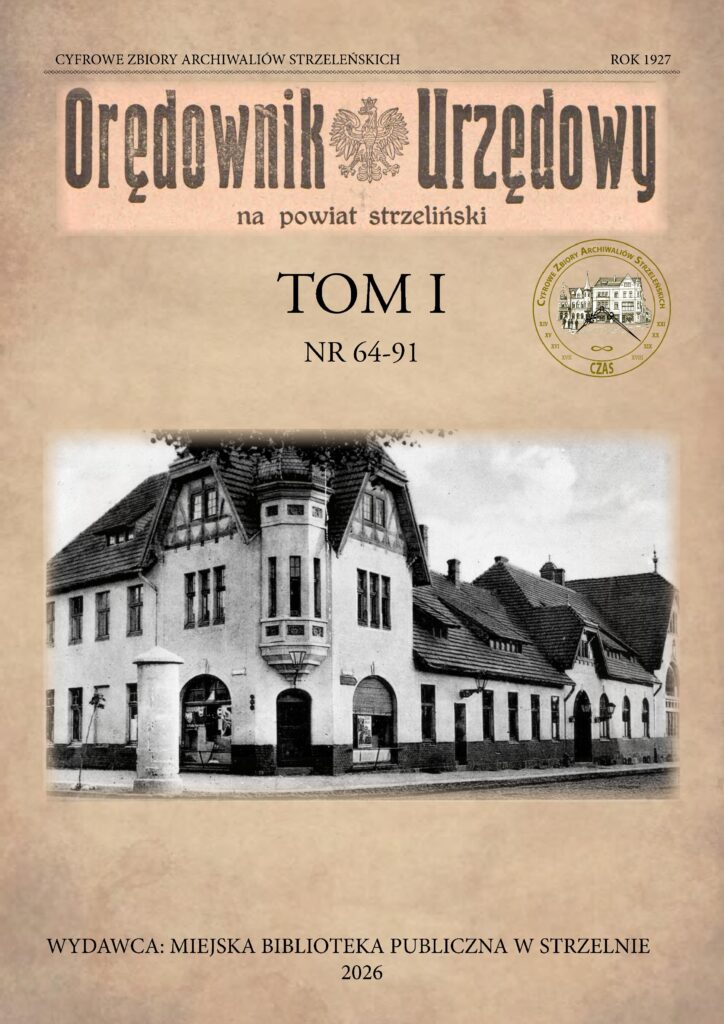 Okładka Orędownik Urzędowy na Powiat Strzeliński Tom 1
