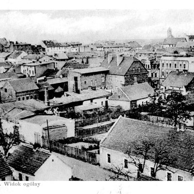 Strzelno. Panorama z lat 30. XX w. - pocztówka