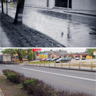 Ulica Kolejowa dawniej i dziś (lata 70. XX w. i 2014 r.)