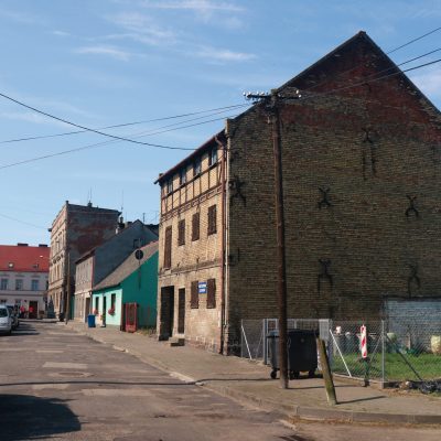 Ulica Magazynowa. Widok na stary spichrz zbożowy (przełom XIX i XX w.)
