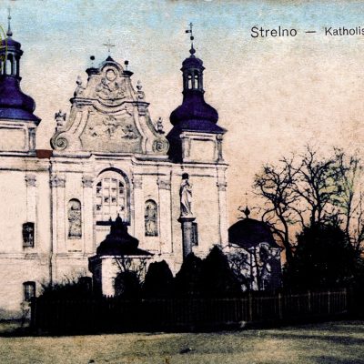 Wzgórze Świętego Wojciecha. Karta pocztowa z kościołem pw. św. Trójcy i z figurą NPM (ok. 1915 r.) kopia
